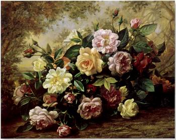 Floral, beautiful classical still life of flowers.086